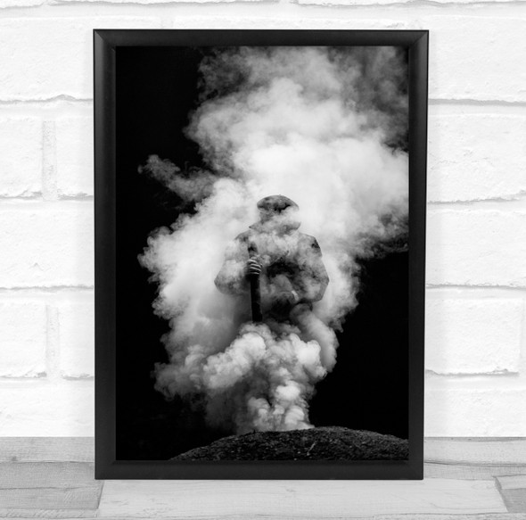 Coal Worker smoke black and white Wall Art Print