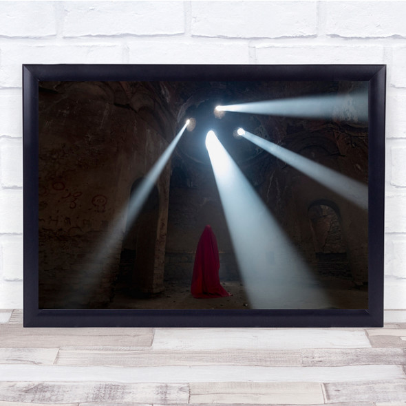 Red Person Light Shining Building Wall Art Print