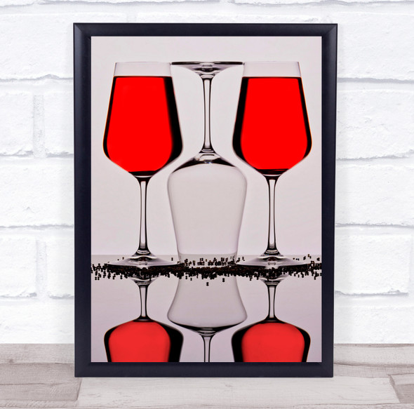 Red Wine glass pattern reflection Wall Art Print