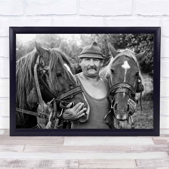 Three Good Friends man and horses Wall Art Print