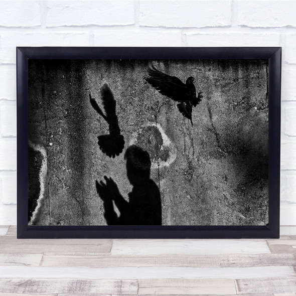 Black Shadows Doves Birds Flight Wall Art Print