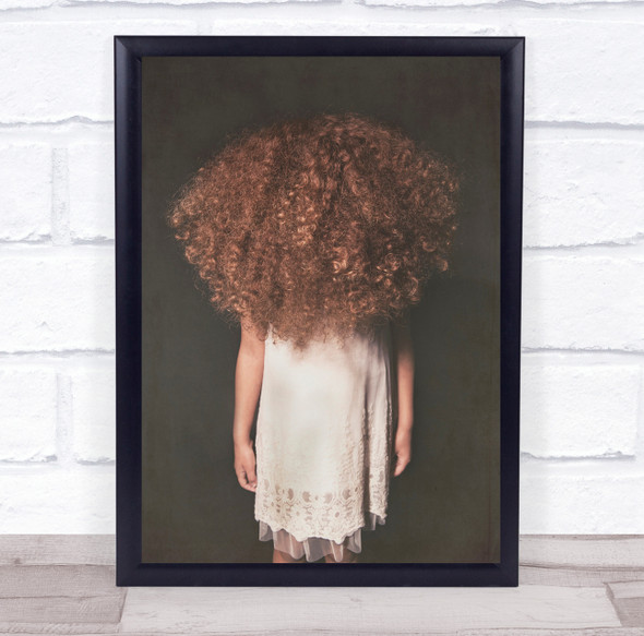 Curls over face white night gown Wall Art Print