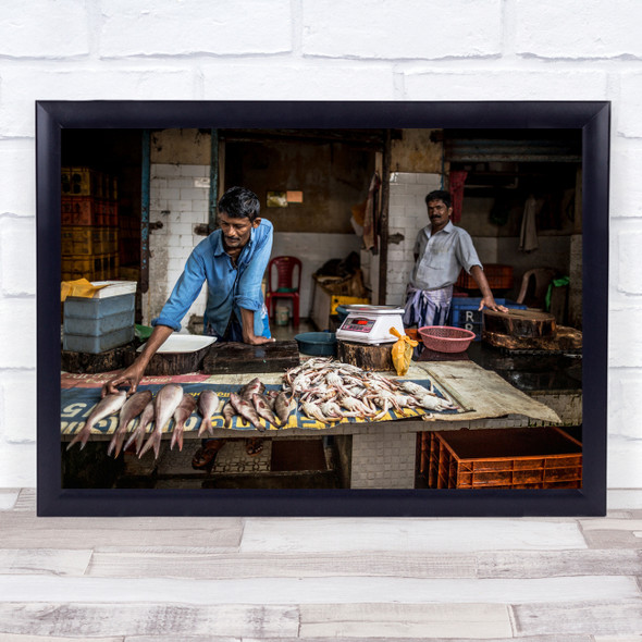 Fishmongers working market India Wall Art Print
