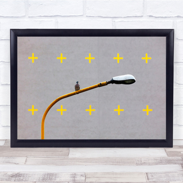 graphic street light plus pigeon Wall Art Print