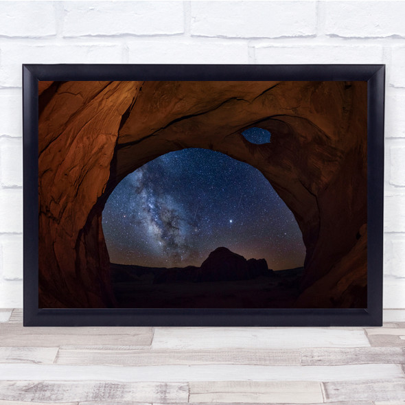 Milky way starry night rock cave Wall Art Print