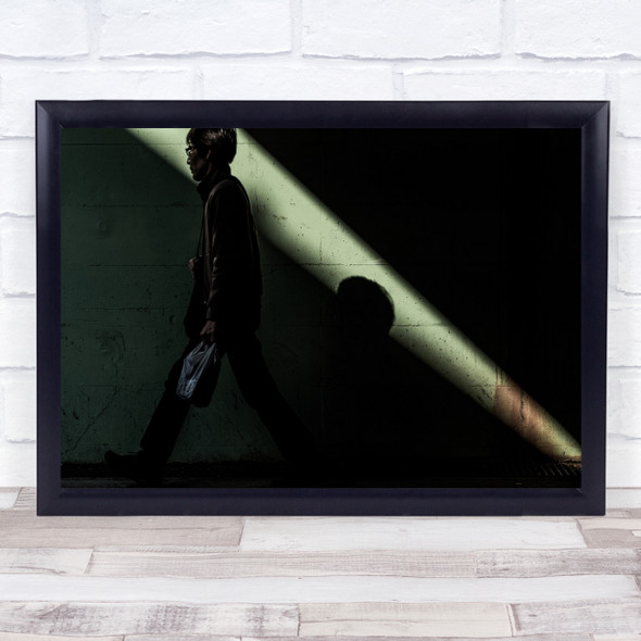 Oblique Light Man Shadow walking Wall Art Print