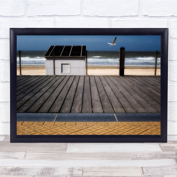 On The Beach decking hut Seagull Wall Art Print