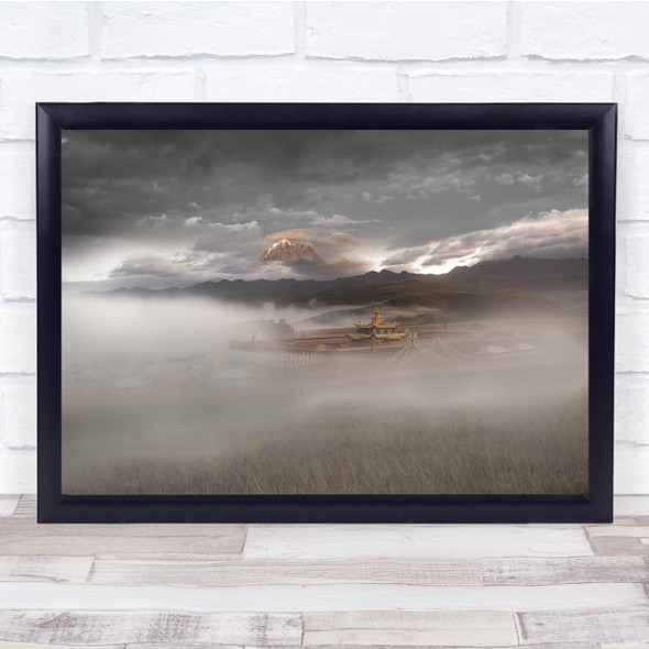 Temple Mist Haze Foggy Landscape Wall Art Print