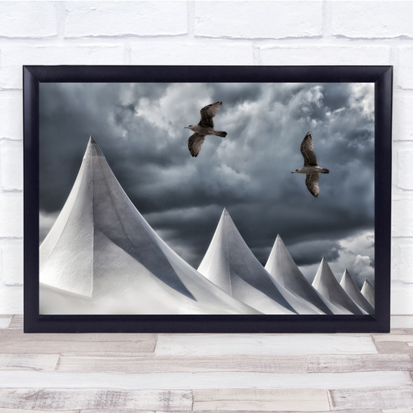 Tents Seagull Bird Rooftops Sky Wall Art Print