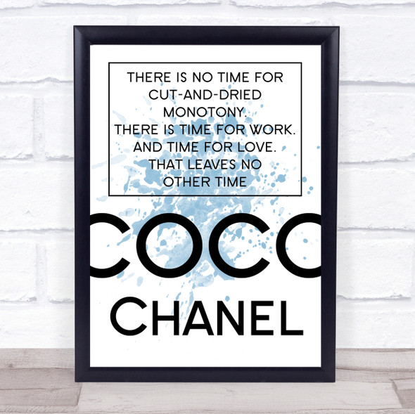 Blue Coco Chanel No Time Quote Wall Art Print