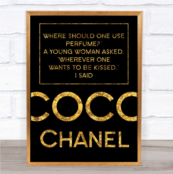 Black & Gold Coco Chanel Perfume Quote Wall Art Print