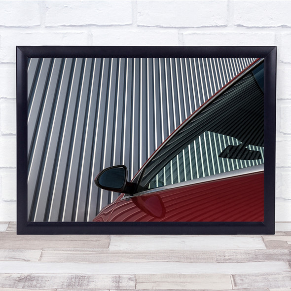 metal beam architecture red car Wall Art Print