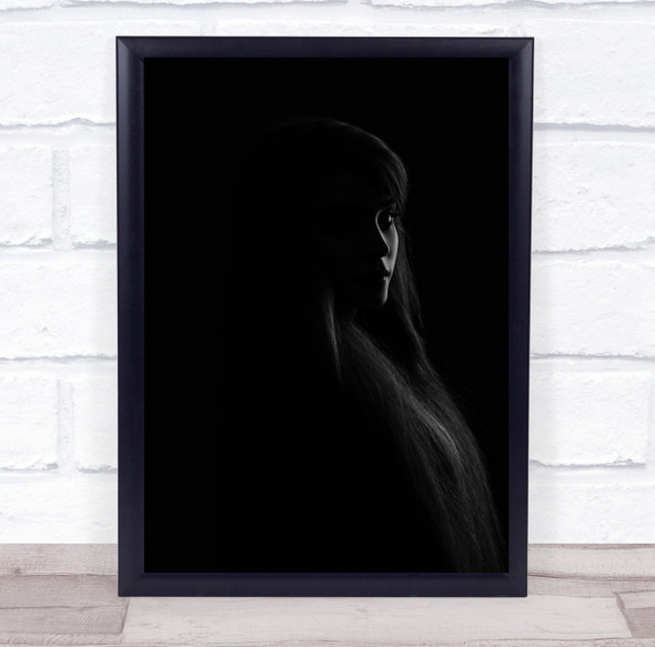 Shadow woman in dark stare pose Wall Art Print