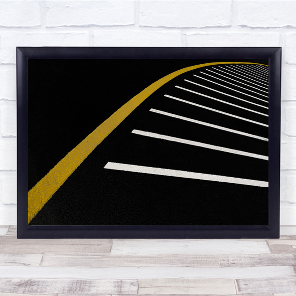 Gold white stripes curved road Wall Art Print