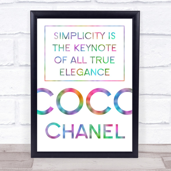 Rainbow Coco Chanel Simplicity Quote Wall Art Print