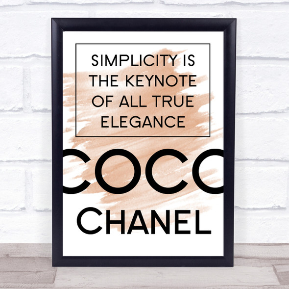 Watercolour Coco Chanel Simplicity Quote Print