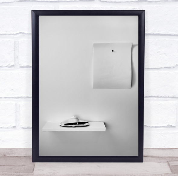 White room pen and paper shelf Wall Art Print