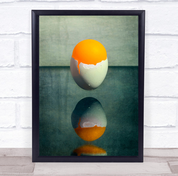 Cracked orange egg reflection Wall Art Print