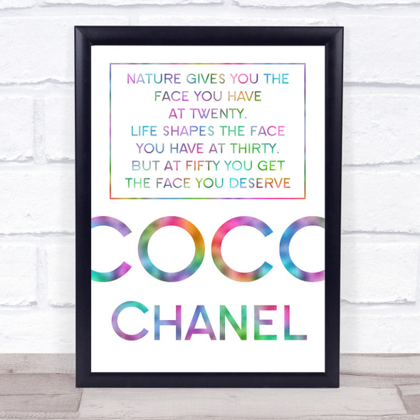 Rainbow Coco Chanel The Face You Deserve Quote Wall Art Print