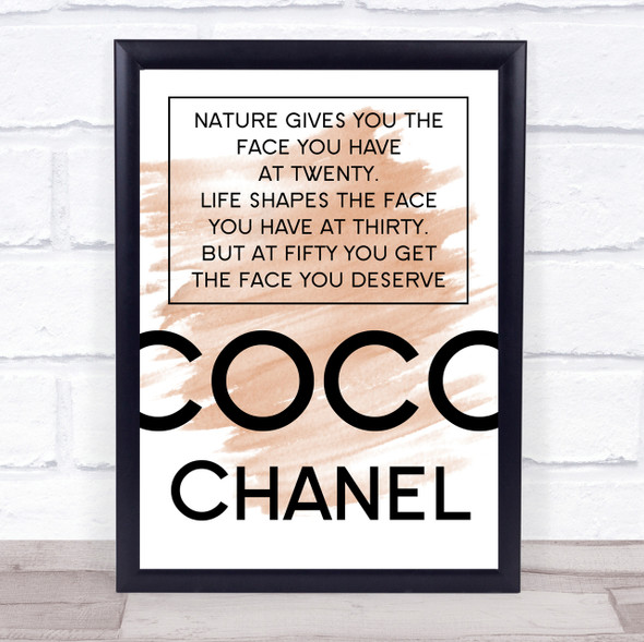 Watercolour Coco Chanel The Face You Deserve Quote Print
