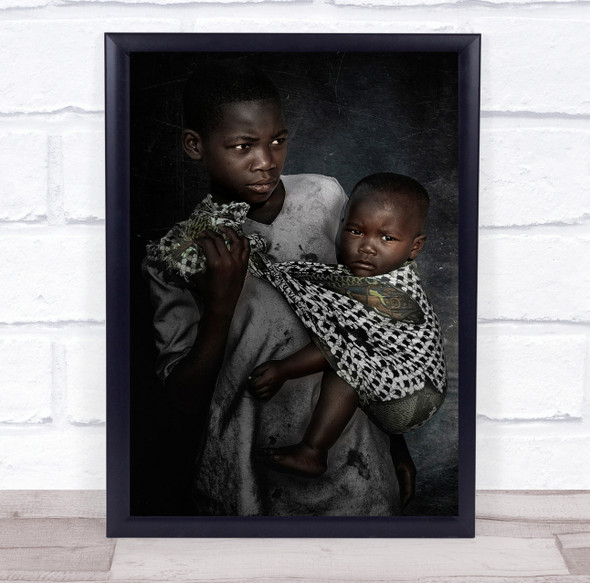 Man and baby holding together Wall Art Print