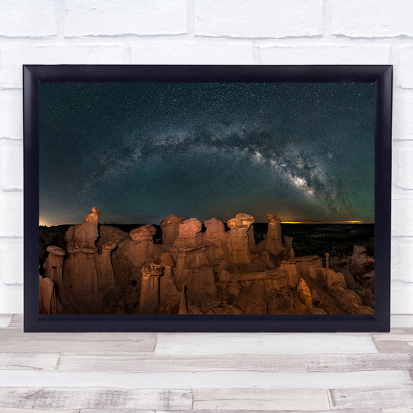 Milky Way Over Bisti mountain Wall Art Print