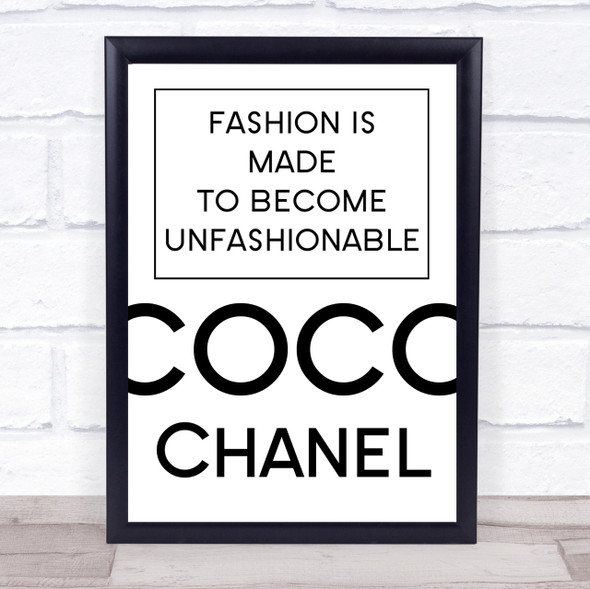 Coco Chanel Unfashionable Quote Wall Art Print