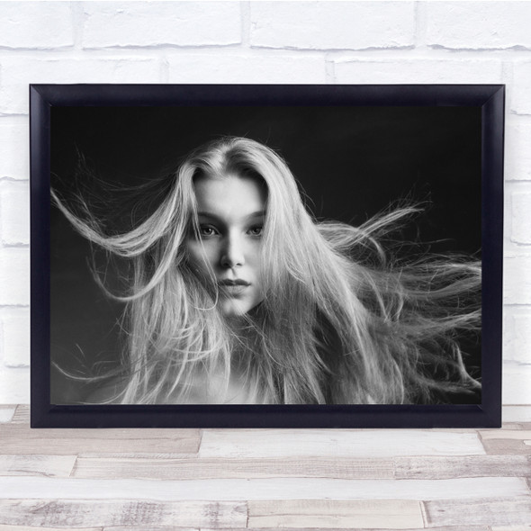 Girl Messy hair posing stare Wall Art Print