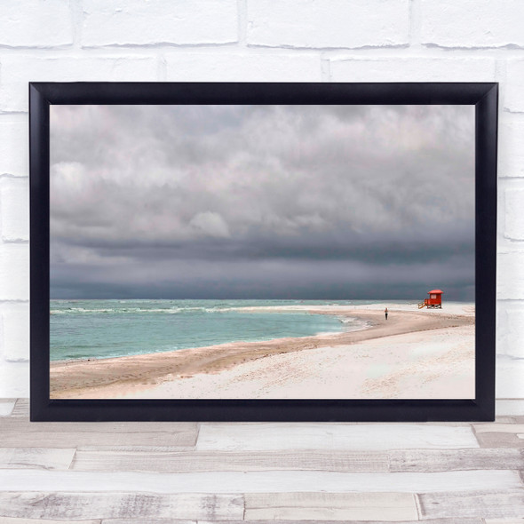 Ocean Park Beach sea Red hut Wall Art Print