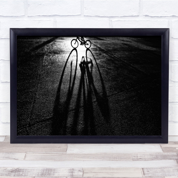 black and white bike shadow Wall Art Print