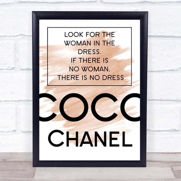 Watercolour Coco Chanel Woman In The Dress Quote Print