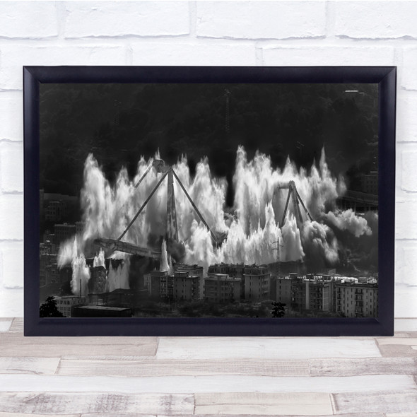 Implosion Water Black White Wall Art Print