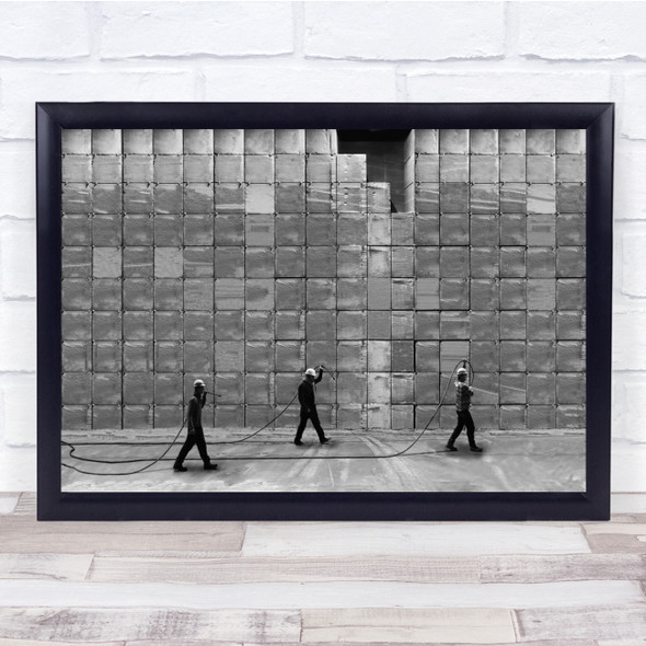 Miner carrying Pipes Blocks Wall Art Print