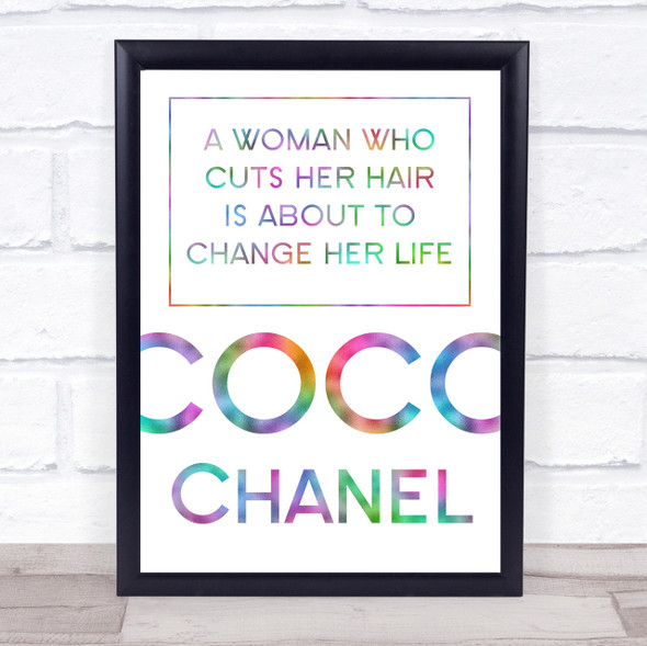 Rainbow Coco Chanel Woman Who Cuts Her Hair Change Life Quote Wall Art Print