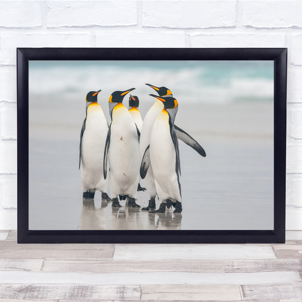 On The Beach Penguins Cold Wall Art Print