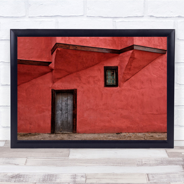 Red Building wall and door Wall Art Print