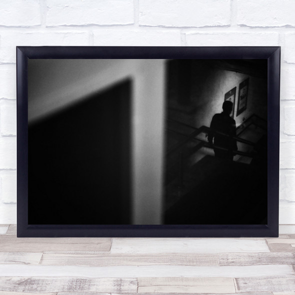 Man silhouette Stair case Wall Art Print