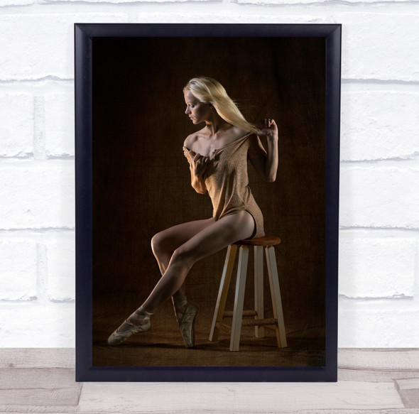 woman ballerina on stool Wall Art Print