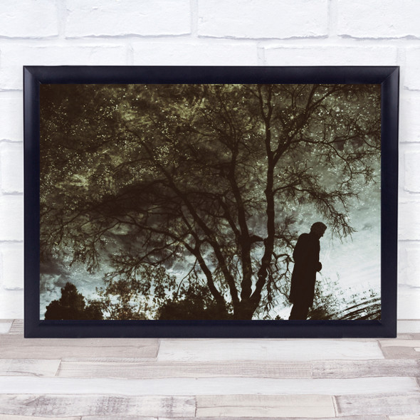 Man alone by large tree Wall Art Print