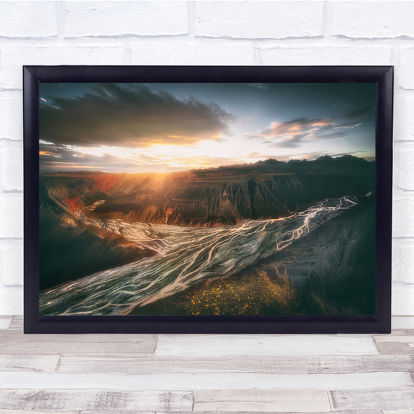 Rising Sun Set Mountain Wall Art Print