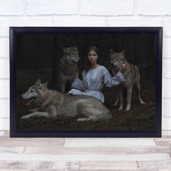 Women Wolf Pack animal Wall Art Print