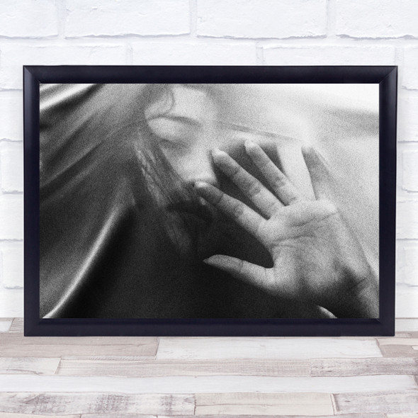 Woman cover Face hand Wall Art Print