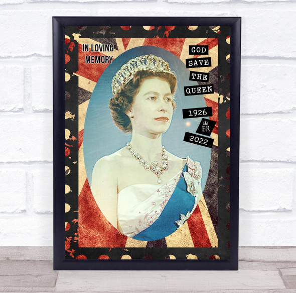 In Loving Memory Of The Memorial Queen Elizabeth II Flag Art Poster Print