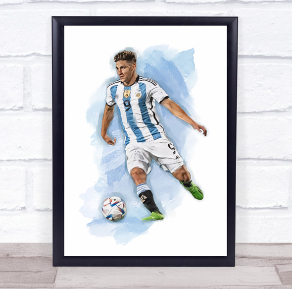 Footballer Julian Alvarez Argentina Football Player Watercolor Wall Art Print