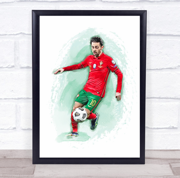 Footballer Bernardo Silva Portugal Football Player Watercolor Wall Art Print