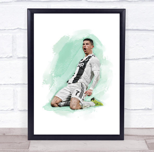 Footballer Cristiano Ronaldo Football Player Watercolor Wall Art Print