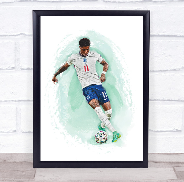 Footballer Marcus Rashford Football Player Watercolor Wall Art Print