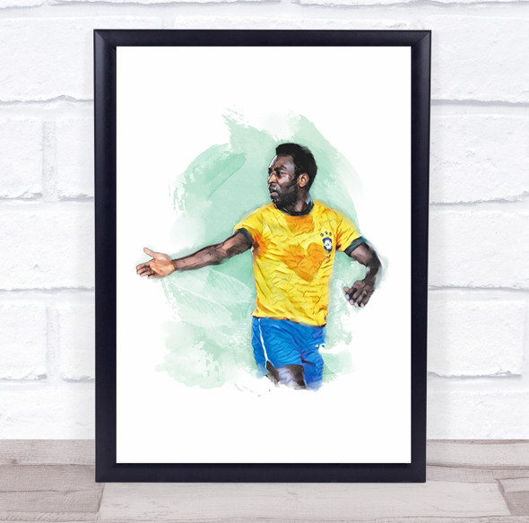Footballer Pele Football Player Watercolor Wall Art Print