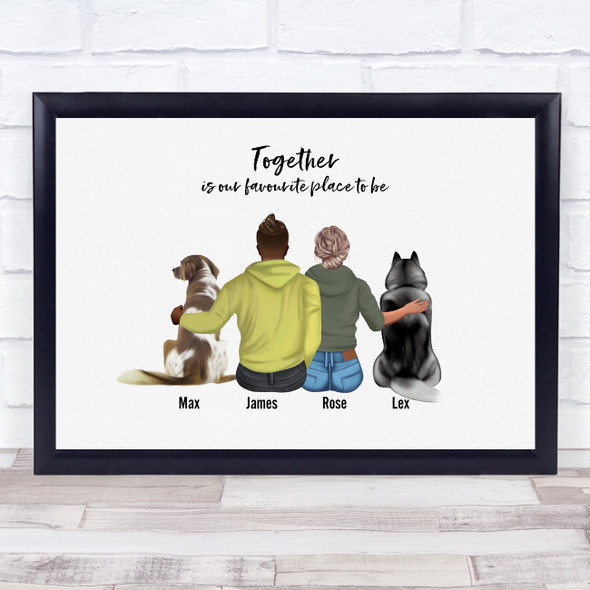 White Background Dog Romantic Gift For Him or Her Personalized Couple Print