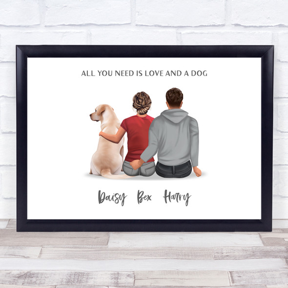 Love & A Dog Romantic Gift For Him or Her Personalized Couple Print